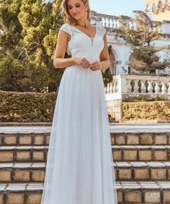 Ever-Pretty US Lace V-Neck Floor Length Cap Sleeve Casual Wedding Dress SHOP BY STYLE 18 Ever-Pretty US Lace V-Neck Floor Length Cap Sleeve Casual Wedding Dress SHOP BY STYLE