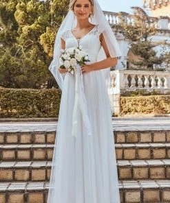 Ever-Pretty US Lace V-Neck Floor Length Cap Sleeve Casual Wedding Dress SHOP BY STYLE 15 Ever-Pretty US Lace V-Neck Floor Length Cap Sleeve Casual Wedding Dress SHOP BY STYLE