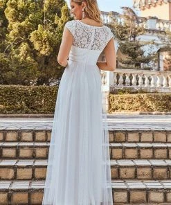 Ever-Pretty US Lace V-Neck Floor Length Cap Sleeve Casual Wedding Dress SHOP BY STYLE 16 Ever-Pretty US Lace V-Neck Floor Length Cap Sleeve Casual Wedding Dress SHOP BY STYLE