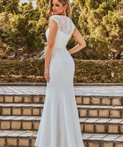 Ever-Pretty US Simple Cap Sleeve Sweetheart Mermaid Style Wedding Dress Summer Dresses 2022
