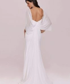 Ever-Pretty US Swag-sleeves V Neck Floor Length Fishtail Wedding Dress SHOP BY STYLE