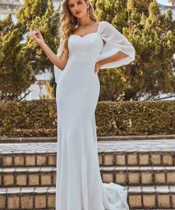 Ever-Pretty US Swag-sleeves V Neck Floor Length Fishtail Wedding Dress SHOP BY STYLE