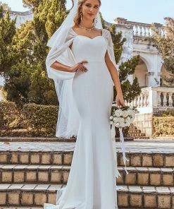 Ever-Pretty US Swag-sleeves V Neck Floor Length Fishtail Wedding Dress SHOP BY STYLE