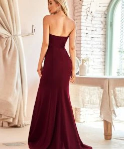 Ever-Pretty US Summer Dresses 2022 Simple Strapless Mermaid Eloping Dress For Wedding