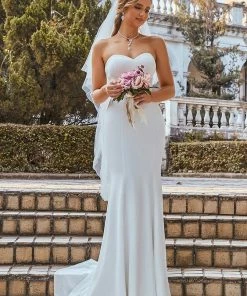Ever-Pretty US Custom Size Sweetheart Simple Strapless Fishtail Eloping Wedding Dress Summer Dresses 2022 18 Ever-Pretty US Custom Size Sweetheart Simple Strapless Fishtail Eloping Wedding Dress Summer Dresses 2022