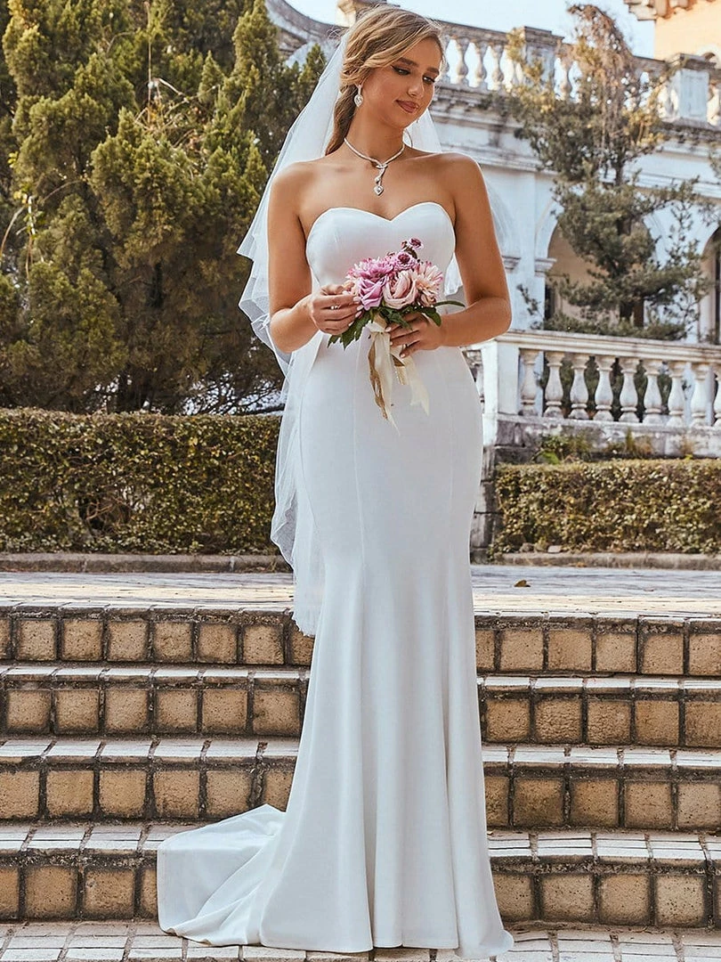 Ever-Pretty US Custom Size Sweetheart Simple Strapless Fishtail Eloping Wedding Dress Summer Dresses 2022 9 Ever-Pretty US Custom Size Sweetheart Simple Strapless Fishtail Eloping Wedding Dress Summer Dresses 2022