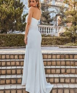 Ever-Pretty US Summer Dresses 2022 Simple Strapless Mermaid Eloping Dress For Wedding