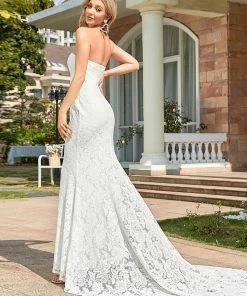 Ever-Pretty US Elegant Strapless Lace Fit And Flare Causal Wedding Dress