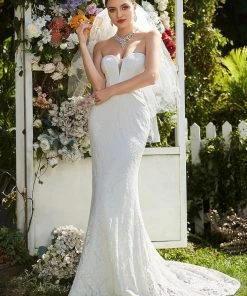 Ever-Pretty US Elegant Strapless Lace Fit And Flare Causal Wedding Dress