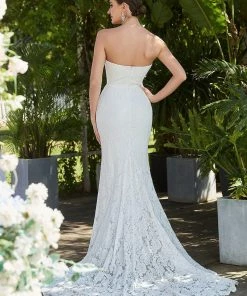 Ever-Pretty US Elegant Strapless Lace Fit And Flare Causal Wedding Dress