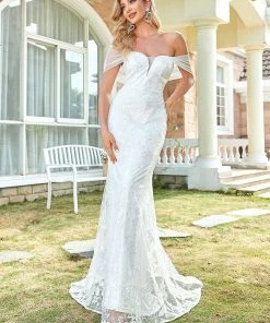 Ever-Pretty US Floral Lace Off-Shoulder Fit And Flare Wedding Dress Summer Dresses 2022 10 Ever-Pretty US Floral Lace Off-Shoulder Fit And Flare Wedding Dress Summer Dresses 2022