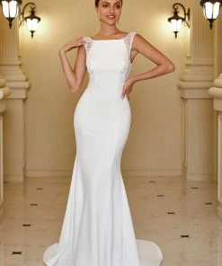 Ever-Pretty US Sleeveless Lace Backless Fishtail Bodycon Wedding Dress Summer Dresses 2022