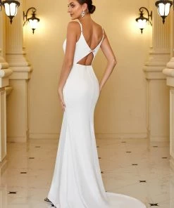 Ever-Pretty US V-Neck Spaghetti Strap Cut-Out Back Sequin Fishtail Evening Dress