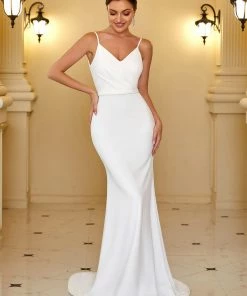 Ever-Pretty US V-Neck Spaghetti Strap Cut-Out Back Sequin Fishtail Evening Dress
