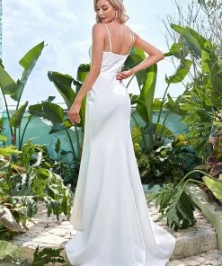 Ever-Pretty US Elegant Spaghetti Straps Popular Color Simple White Wedding Dress Summer Dresses 2022