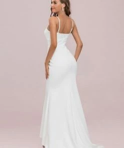 Ever-Pretty US Elegant Spaghetti Straps Popular Color Simple White Wedding Dress Summer Dresses 2022