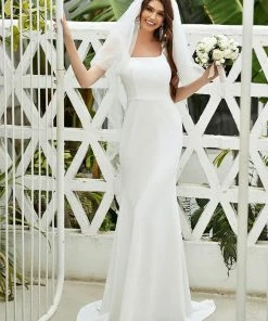 Ever-Pretty US Elegant Sleeveless Bodycon Sheath Simple Wedding Dress Summer Dresses 2022