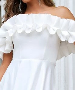 Ever-Pretty US SHOP BY STYLE Double Ruffle Sleeveless A-line Floor-Length Wedding Dress