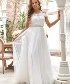 Ever-Pretty US Renaissance A-Line Off-Shoulder Floral Applique Wedding Dress 8 Ever-Pretty US Renaissance A-Line Off-Shoulder Floral Applique Wedding Dress