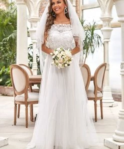 Ever-Pretty US Renaissance A-Line Off-Shoulder Floral Applique Wedding Dress 9 Ever-Pretty US Renaissance A-Line Off-Shoulder Floral Applique Wedding Dress