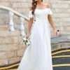 Ever-Pretty US Lace Off-Shoulder Short-Sleeve A-Line Wedding Dress