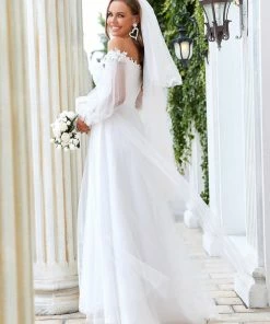 Ever-Pretty US Sheer Lantern Sleeve Off The Shoulder Wedding Dress SHOP BY STYLE