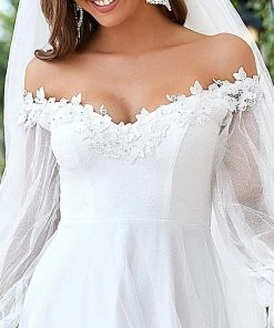 Ever-Pretty US Sheer Lantern Sleeve Off The Shoulder Wedding Dress SHOP BY STYLE