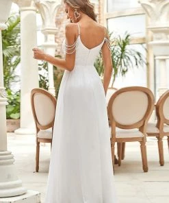 Ever-Pretty US Floral Off-Shoulder Spaghetti Strap A-Line Wedding Dress