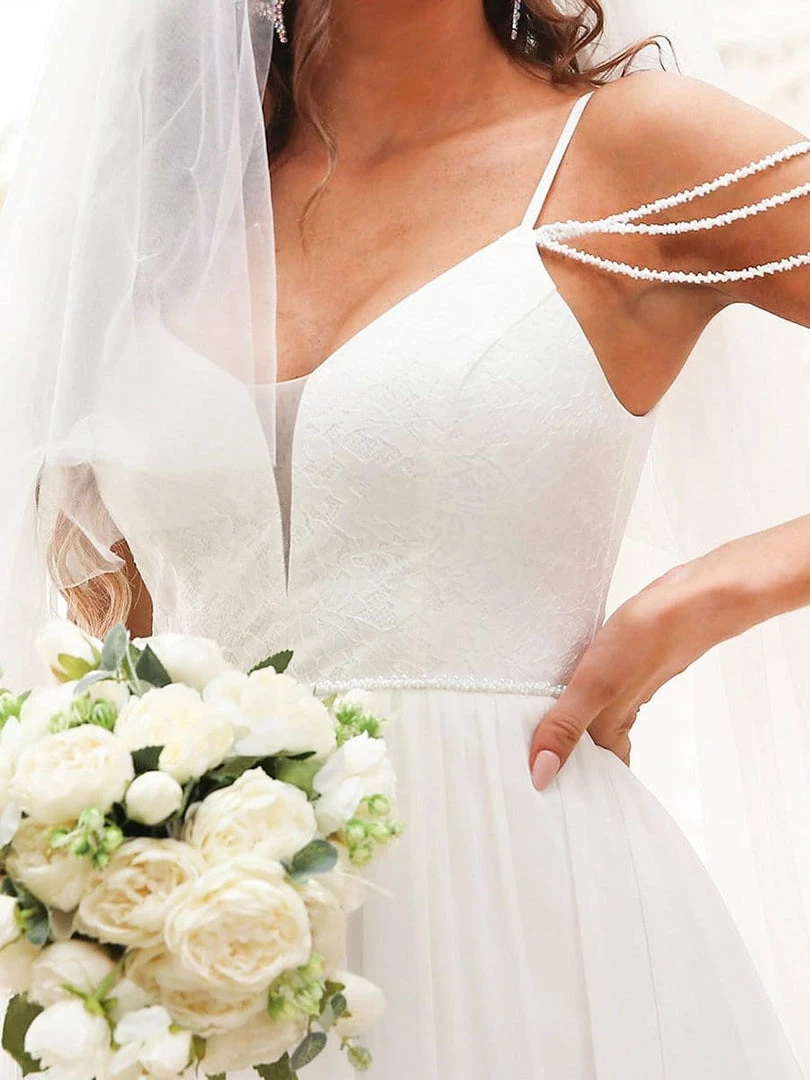 Ever-Pretty US Floral Off-Shoulder Spaghetti Strap A-Line Wedding Dress 3 Ever-Pretty US Floral Off-Shoulder Spaghetti Strap A-Line Wedding Dress