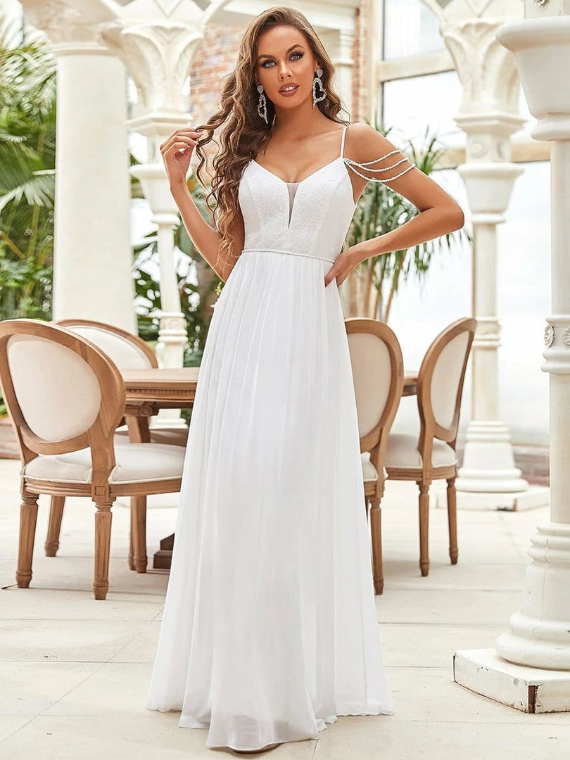 Ever-Pretty US Floral Off-Shoulder Spaghetti Strap A-Line Wedding Dress 1 Ever-Pretty US Floral Off-Shoulder Spaghetti Strap A-Line Wedding Dress