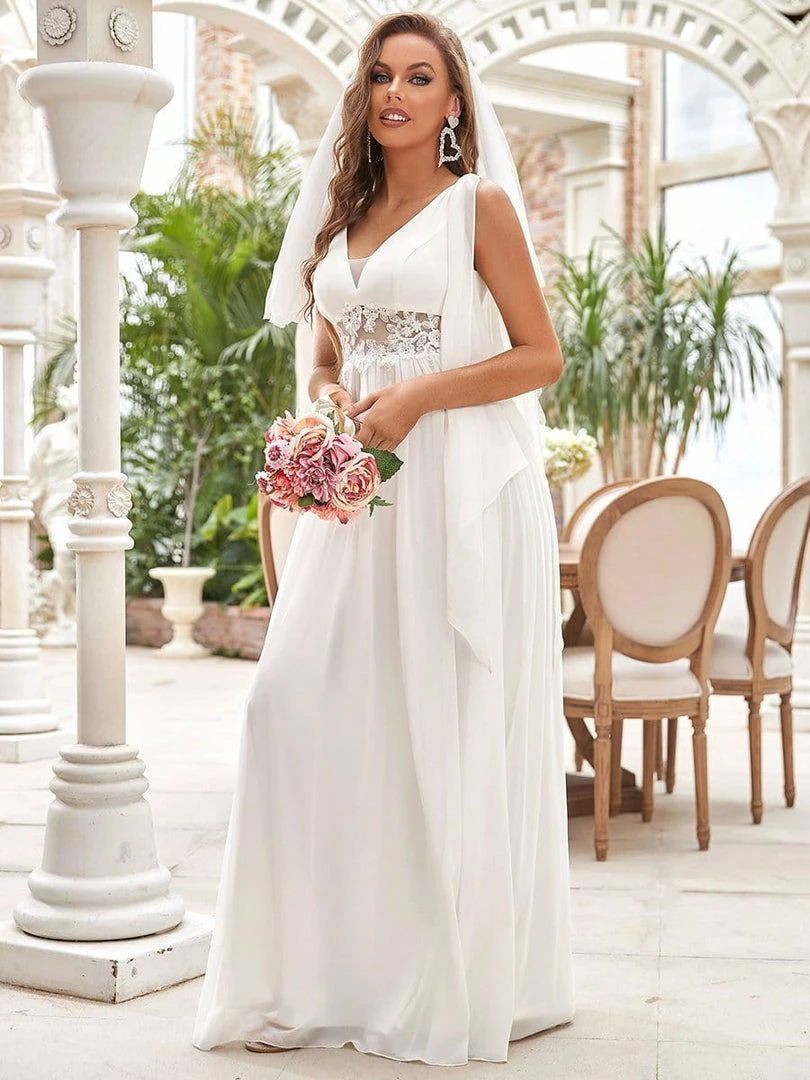 Ever-Pretty US Illusion Lace V-Neck Cape Sleeves A-Line Wedding Dress Summer Dresses 2022 6 Ever-Pretty US Illusion Lace V-Neck Cape Sleeves A-Line Wedding Dress Summer Dresses 2022