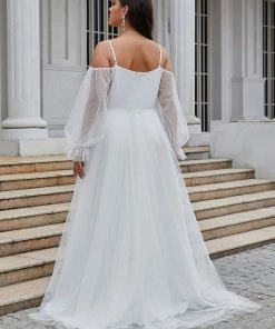 Ever-Pretty US Boho Chic Cold Shoulder Lantern Sleeve Wedding Dress SHOP BY STYLE