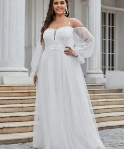 Ever-Pretty US Boho Chic Cold Shoulder Lantern Sleeve Wedding Dress SHOP BY STYLE