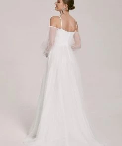 Ever-Pretty US Boho Chic Cold Shoulder Lantern Sleeve Wedding Dress SHOP BY STYLE