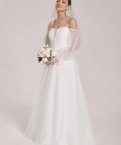 Ever-Pretty US Boho Chic Cold Shoulder Lantern Sleeve Wedding Dress SHOP BY STYLE