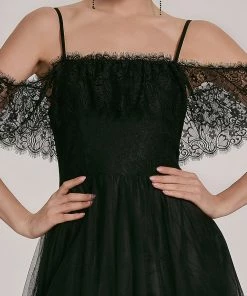 Ever-Pretty US Summer Dresses 2022 Cold Shoulder Lace High-Low Wedding Dress