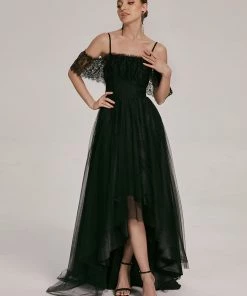 Ever-Pretty US Summer Dresses 2022 Cold Shoulder Lace High-Low Wedding Dress