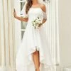 Ever-Pretty US Summer Dresses 2022 Cold Shoulder Lace High-Low Wedding Dress