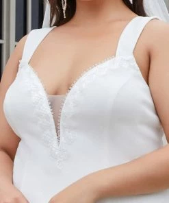 Ever-Pretty US Plus Size Deep V-Neck Bodycon Mermaid Wedding Dress Summer Dresses 2022