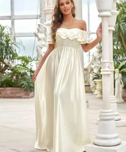 Ever-Pretty US Double Ruffle Strapless A-Line Wedding Dress