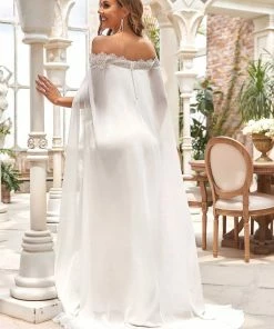 Ever-Pretty US Strapless Lace Caped Bodycon Wedding Dress