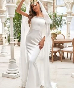 Ever-Pretty US Strapless Lace Caped Bodycon Wedding Dress 7 Ever-Pretty US Strapless Lace Caped Bodycon Wedding Dress