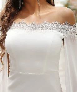 Ever-Pretty US Strapless Lace Caped Bodycon Wedding Dress 6 Ever-Pretty US Strapless Lace Caped Bodycon Wedding Dress