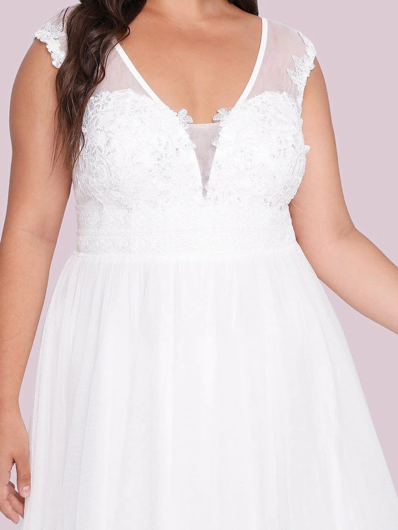 Ever-Pretty US Plus Size Sleeveless V-Neck Tulle Simple Wedding Dress 3 Ever-Pretty US Plus Size Sleeveless V-Neck Tulle Simple Wedding Dress