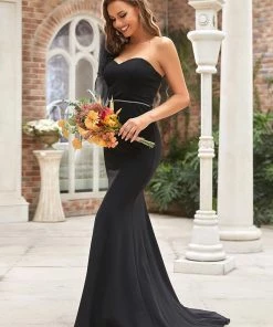Ever-Pretty US Sweetheart Strapless Bodycon Fishtail Black Wedding Dress Summer Dresses 2022