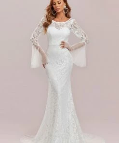 Ever-Pretty US Custom Size Sweetheart Long Sleeve Lace Mermaid Wedding Dress Mermaid Dresses