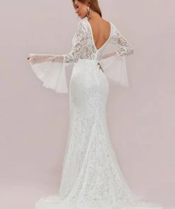 Ever-Pretty US Summer Dresses 2022 Sweetheart Long Bell Sleeve Mermaid Wedding Dress