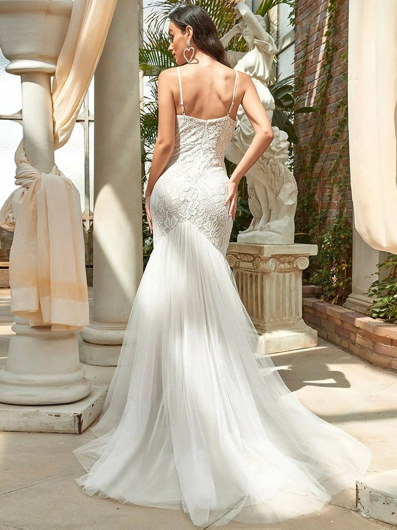 Ever-Pretty US Spagetti Strap Lace Backless Long Fishtail Wedding Dress Summer Dresses 2022 2 Ever-Pretty US Spagetti Strap Lace Backless Long Fishtail Wedding Dress Summer Dresses 2022