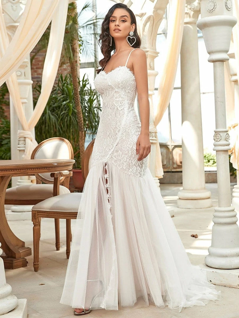 Ever-Pretty US Spagetti Strap Lace Backless Long Fishtail Wedding Dress Summer Dresses 2022 4 Ever-Pretty US Spagetti Strap Lace Backless Long Fishtail Wedding Dress Summer Dresses 2022