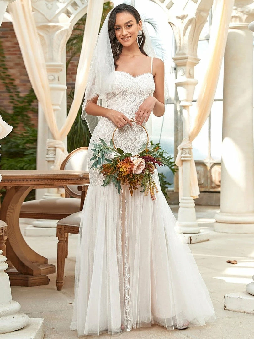 Ever-Pretty US Spagetti Strap Lace Backless Long Fishtail Wedding Dress Summer Dresses 2022 5 Ever-Pretty US Spagetti Strap Lace Backless Long Fishtail Wedding Dress Summer Dresses 2022